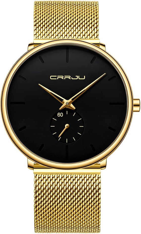 Mens Watches Ultra-Thin Minimalist Waterproof - Fashion Wrist Watch for Men Unisex Dress with Stainless Steel Mesh Band