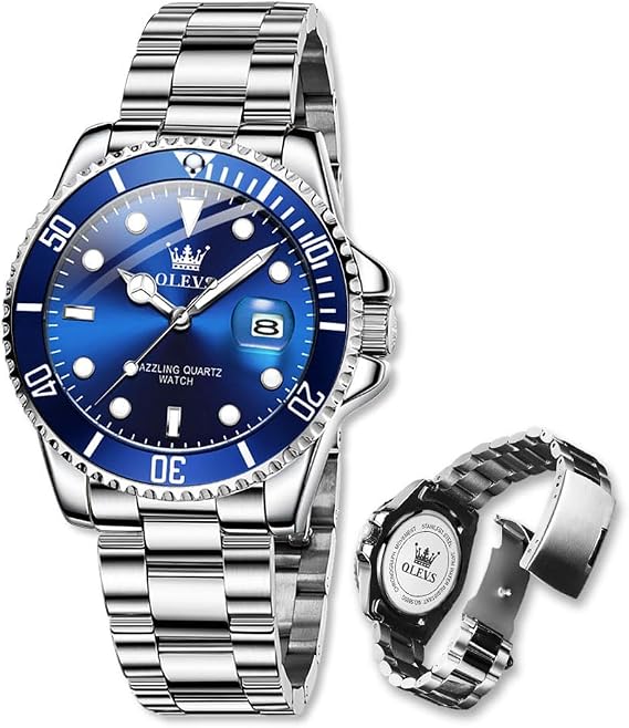 Watches Men's Waterproof Multifunctional Analogue Quartz Watch Business Stylish Casual Luminous Stainless Steel Watch for Men