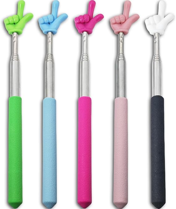 5PCS Pointer Stick For Classroom Multipurpose Teacher Pointer Stick, Extendable Classroom Pointer And Finger Pointer Stick, Engaging Colors Classroom Essentials For Effective Presentations