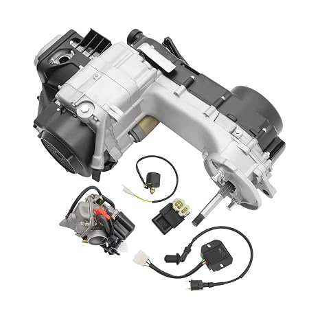 150CC 4 Stroke GY6 Engine, Long Case ATV Go-Kart Engine Motor Air Cooled Moped Scooter Clutch Motor with CVT Automatic Transmission Electric/Kick Start