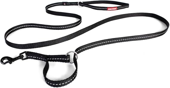 EzyDog Vario 4 Multi-Function Dog Leash and Slip Lead - Lite, Black | For Dogs Under 26 lbs, Uses as a 6 ft, 3 ft, or 2 ft Control Leash, 0.5" Wide, Use as Check Collar, Reflective Stitching