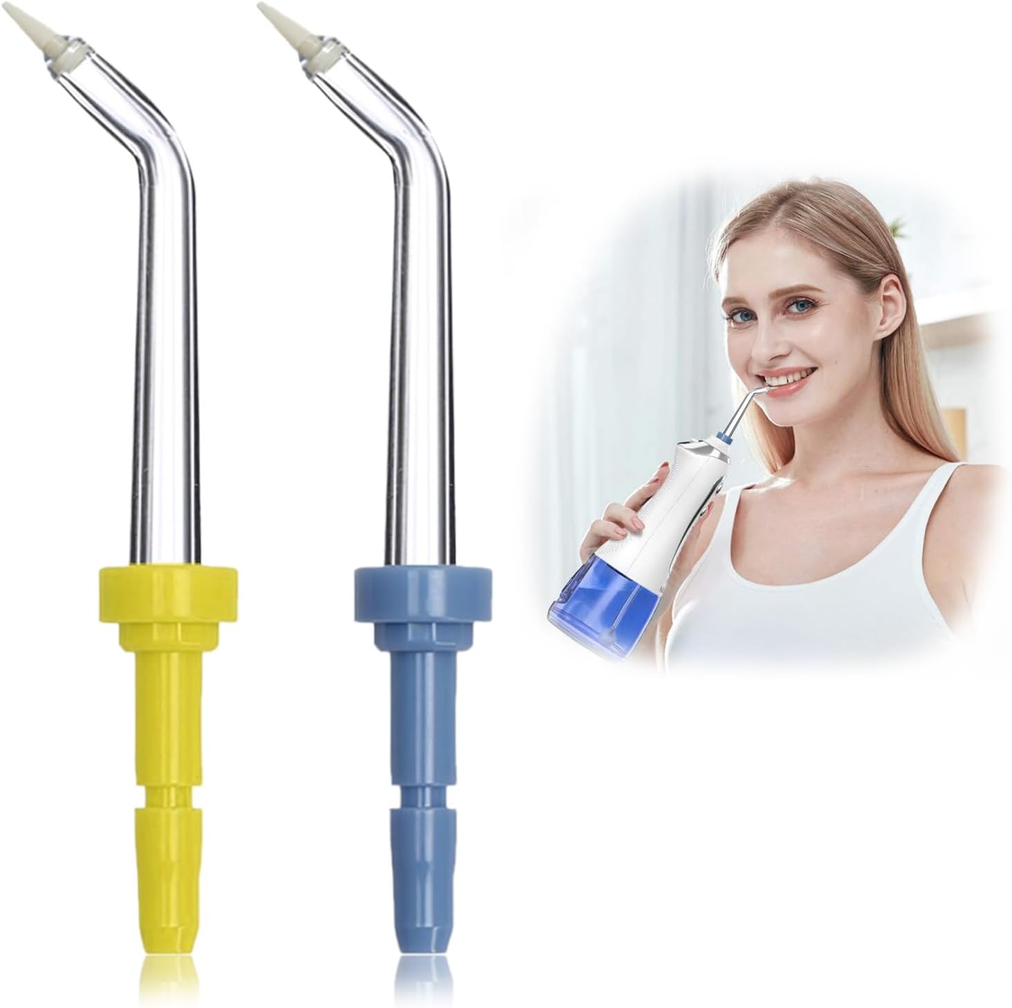 2 Pcs Replacement Tips for Waterpik Water Flosser Tips Dental Oral Irrigator Jet Replacement Heads Periodontal Pocket Plaque Remover Dental Cleaner Tool for Cleaning Tooth Implants Crowns and Bridges