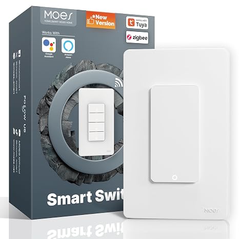 MOES Zigbee 1 Gang Smart Switch, No Neutral, Requires MOES Zigbee Hub
