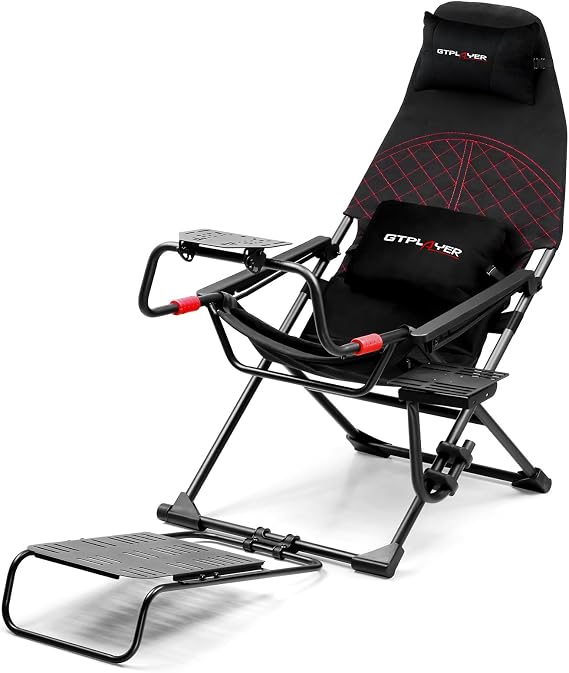 GTPlayer Racing Cockpit Racing Wheel Stand Racing Simulator Foldable, Height and Pedals Adjustable High Performance Compact Metal Frame Compatible with PS4, Xbox, PC Compatible with Logi G25 G27 G29