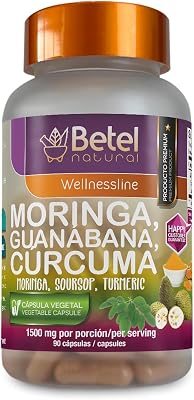 Betel Natural Premium Moringa Guanabana and Curcuma 3 Powerful Superfoods in 1-90 Capsules