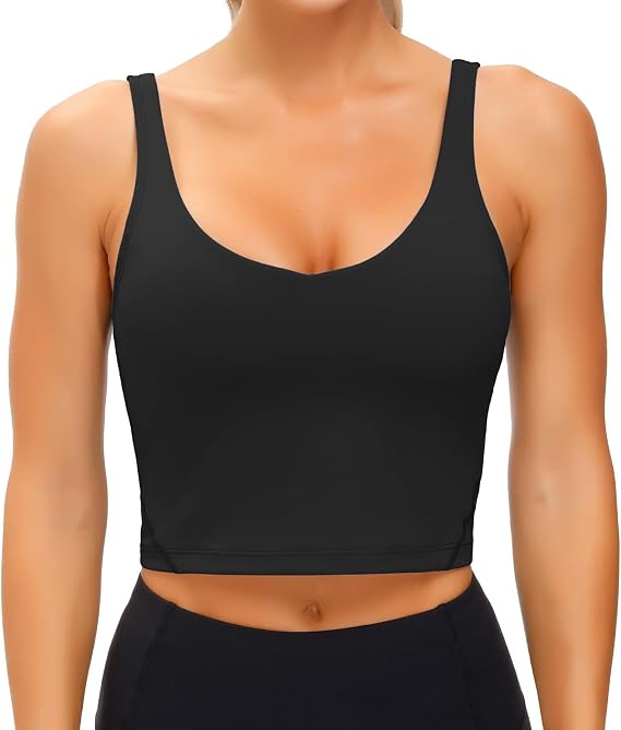 Wjustforu Women's Tank Top Padded Sports Bra Running Workout Yoga Crop Top