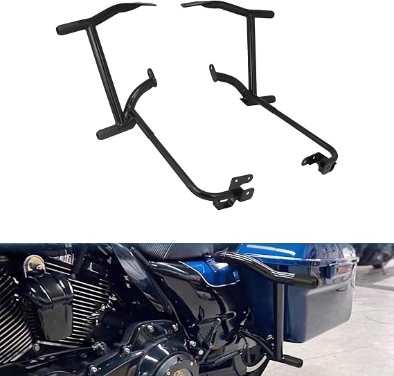 Rear Saddlebag Guards Crash Bars with Support Brackets Kit