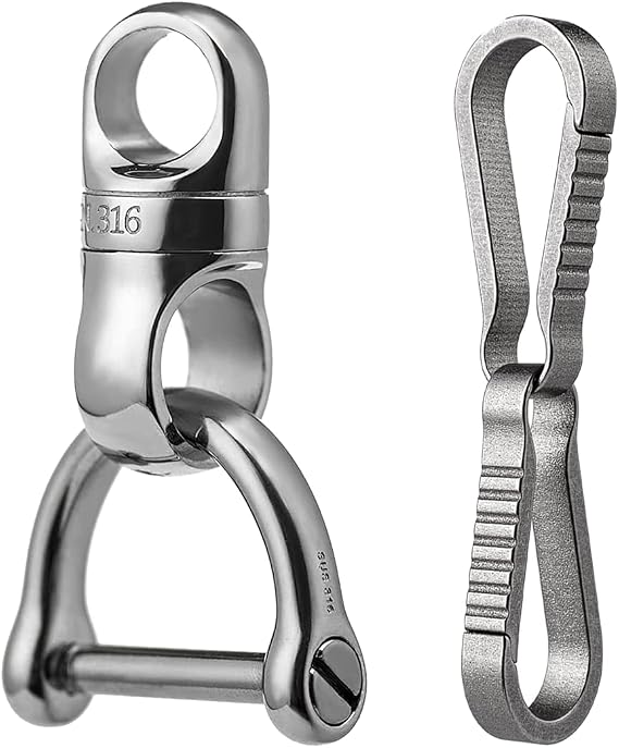 Swivel Key Ring D Ring +Titanium Key Chain Clip Hook