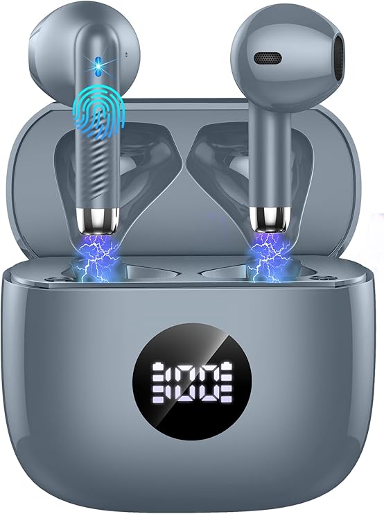 Wireless Earbuds, Bluetooth 5.4 Ear Buds, LED Power Display, 6D Bass Stereo