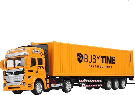 Eacam 48 Alloy Container Truck Model Toy Highly Simulation Children Car Toys Vehicle, Removable Car Body, Ideal for Collection, Gifts, Pull Back Function, Plastic and Alloy Mater (Container Truck)