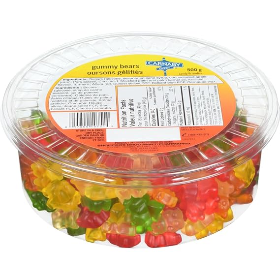 Carnaby Sweet Gummy Bears, 500g/17.5 oz, Tub (Imported from Canada)