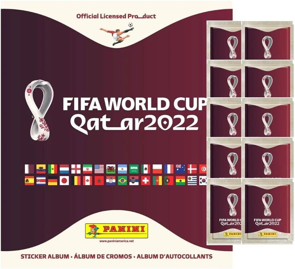 World Cup Qatar 2022 Album + 5 Packs 5 Sticker per Pack, Maroon