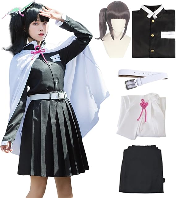 Buyoem Anime Cosplay Costume Kimono for Adult Cloak Kanao Costume Halloween Kimono Outfit Cosplay Set with Wig