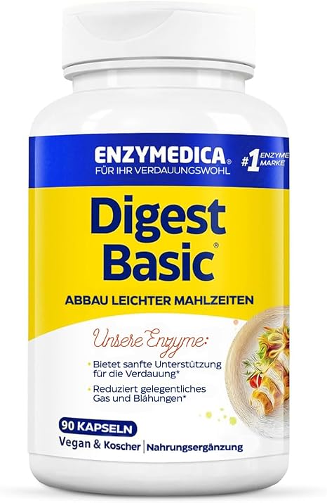 Enzymedica Digest Basic Enzyme Formula Reduces Bloating and Bloating Improves Nutrient Absorption and Energy Gluten Free Dairy Free 90 Capsules