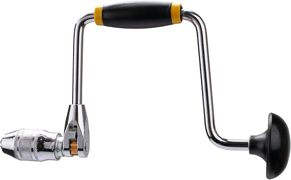 Professional Carpenters Bit Brace Hand Crank Drill with 12-Inch Swing Arm