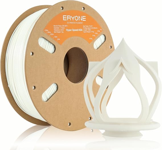 ERYONE ASA Filament 1.75mm UV&Weather Resistant, HS ASA 3D Printing Filament Perfect for Printing Outdoor Functional Parts, 1kg (2.2 lbs)/Spool, White