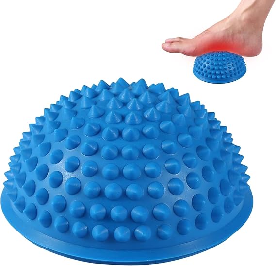 Agatige Foot Massage Ball, Half Round PVC Spiky Foot Wakers Balance Therapy Dome Trigger Point Ball Feet Massage Roller for Yoga Fitness Exercise Gym Massager (Blue)