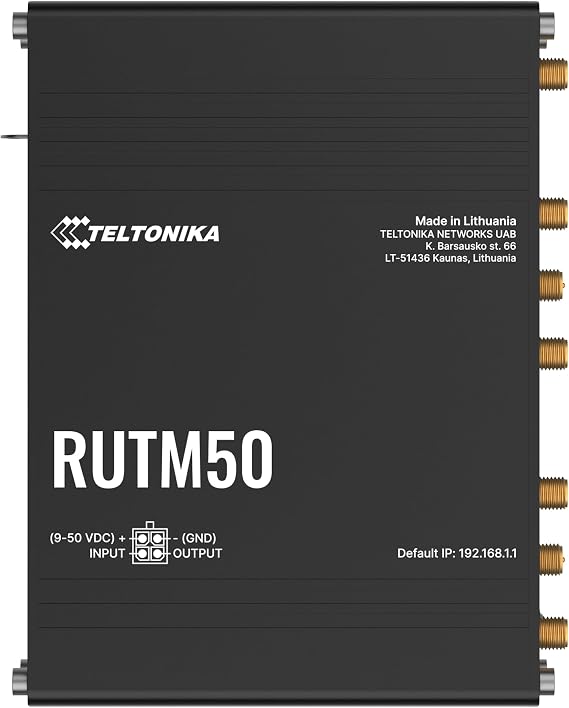 Teltonika RUTM50 RUTM50000000 Industrial 5G Cellular Router, Dual SIM Router with Wi-Fi 5, 5X Gigabit Ethernet, GNSS, SA/NSA 5G & 4G LTE Connectivity, Remote Management & VPN, North America Version