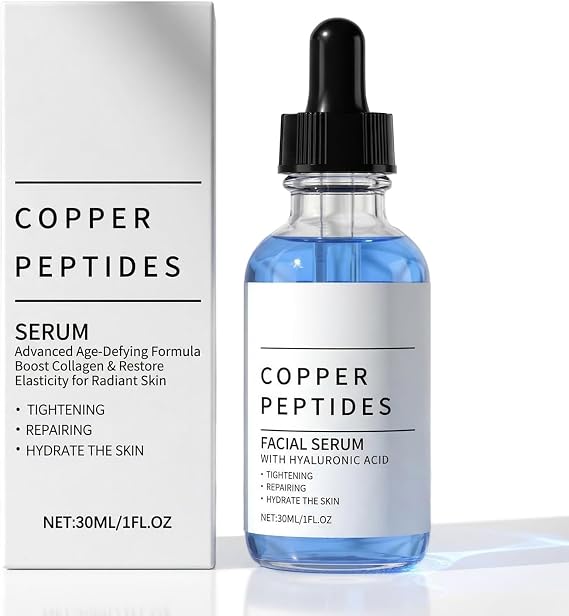 GHK-Cu Copper Peptides Serum 1%, Multi-Peptide Formula Anti Aging Face Serum for Fine Lines & Skin Elasticity, Instantly Plumps & Radiant Skin