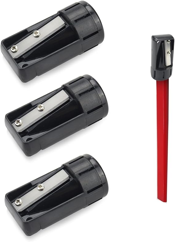 BRBASAP 3Ps Contractor Pencil Sharpener Carpenter Manual Portable Woodworking Sharpens Heavy Duty Manual Construction Square and Flat Pencils Essential Tool for Contractors and Construction Workers