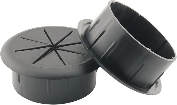 HJGarden 2PCS 2-inch Desk Cord Grommets Wire Cable Hole Cover for Office Furniture 50MM Eight-petaled Thread Box, Black