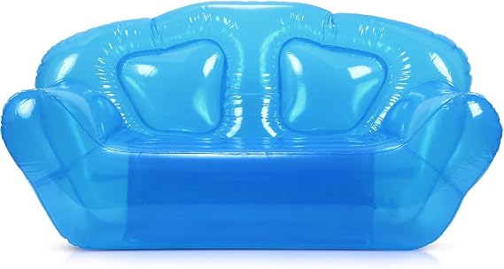 Kigley Inflatable Sofa Transparent Air Couch, Double Seat, Blue