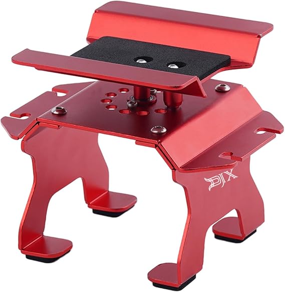 DJX Aluminum RC Car Work Stand with Shock Holder for TRX4M Axial SCX24 AX24 C10 Bronco SCX30 Redcat Ascent-32 Etc 1/18 1/24 1/30 1/32 RC Crawler Car Upgrades (Red)