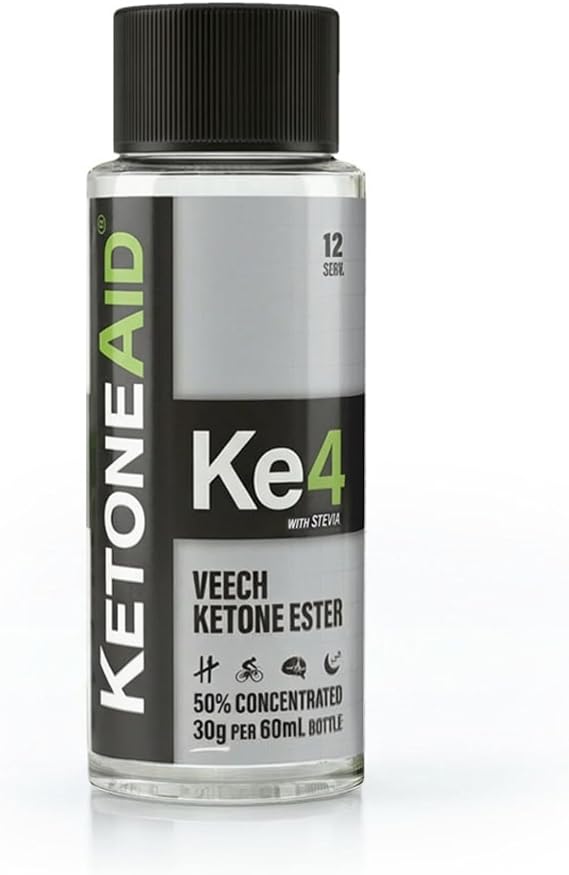 KetoneAid Ke4 Ketone Ester Concentrate | Not a Ketone Salt, No Sugar, No Caffeine | Exogenous D-BHB Ester | 12 Serving Per Bottle (1 Count)