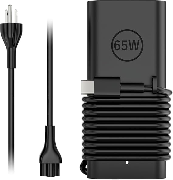 65W 45W Type-C Laptop Charger Fit for Dell Latitude Inspiron Chromebook XPS | 65W/45W PD Fast Charging | Smart Temperature Control | Wide Compatibility | Compact Design | Multiple Protection