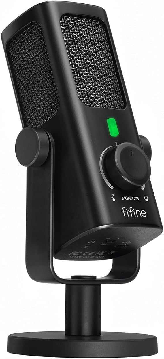 FIFINE AmpliTank PROFILE3 USB Condenser Microphone for Studio Podcast | Desktop Computer Recording Mic, Monitor Mix, Volume Control, Low-Cut Switch, Metal Built for Streaming Music Creation Vocal