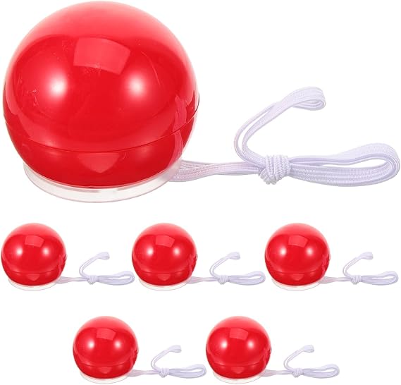 TOYANDONA 6Pcs Glowing Red Clown Nose with Elastic Strap Light up Clown Noses for Halloween Christmas Party Costume Accessories One Size Fits Kids and Adults