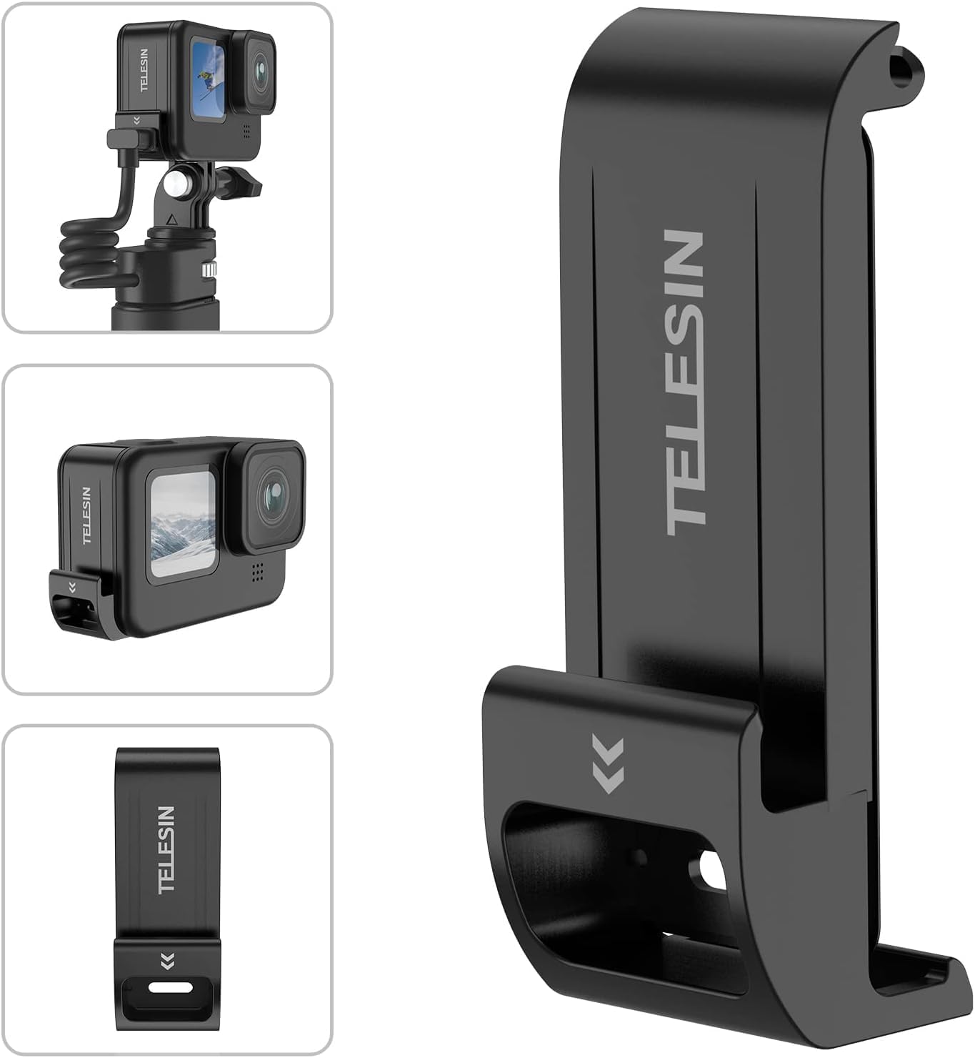 TELESIN G2 Upgraded Battery Door Cover for GoPro Hero 13 12 11 10 9, Water Snow Resistant Protective Case Charger Type-C Charging Mount for Go Pro Hero 13, Hero 12, Hero 11 Hero 10 Hero 9 Accessories