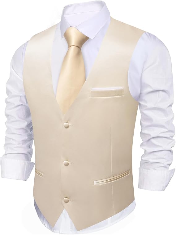 Barry.Wang Suit Vest for Men Formal/Casual Dress Satin Vests Wedding Tuxedo