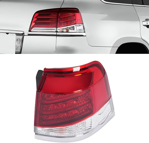 Outer LED Tail Light Assembly For Lexus LX570 2012-2015 Halogen Rear Tail Lamp Automotive Tail Light Assemblies Included Parking Light/Brake LightReverse LightTurn Signal Light Bulb (Right)