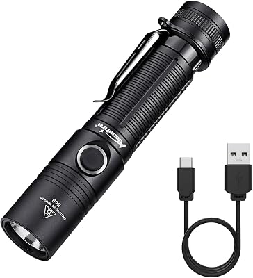 ALONEFIRE H60 LED Flashlight 1800 High Lumens Super Bright USB C Rechargeable 6 Adjustable Modes Waterproof Flash Light with Battery, Lanyard for Camping Emergency Hiking HomeBlack