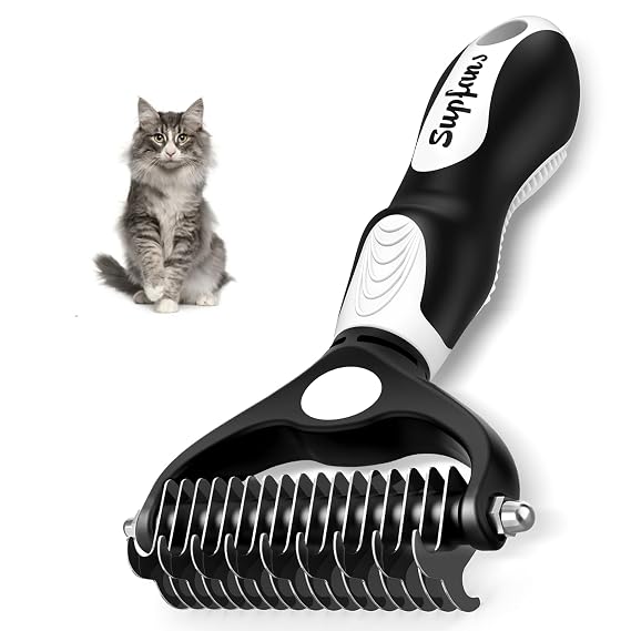 Cat shedding Tools I Cat Brush for Shedding I Undercoat Rake for Dogs and Cats I Deshedding Brush I Reduces Shedding 95% (White Black-20)