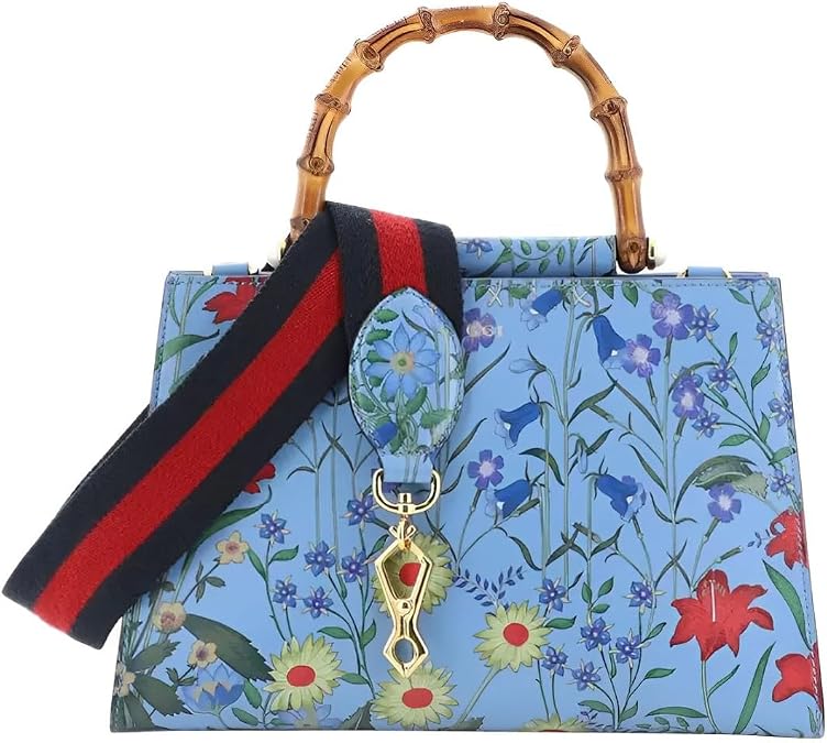 Gucci Flora Azure Medium Floral Handbag Italy Bag Handbag Flower Bamboo New