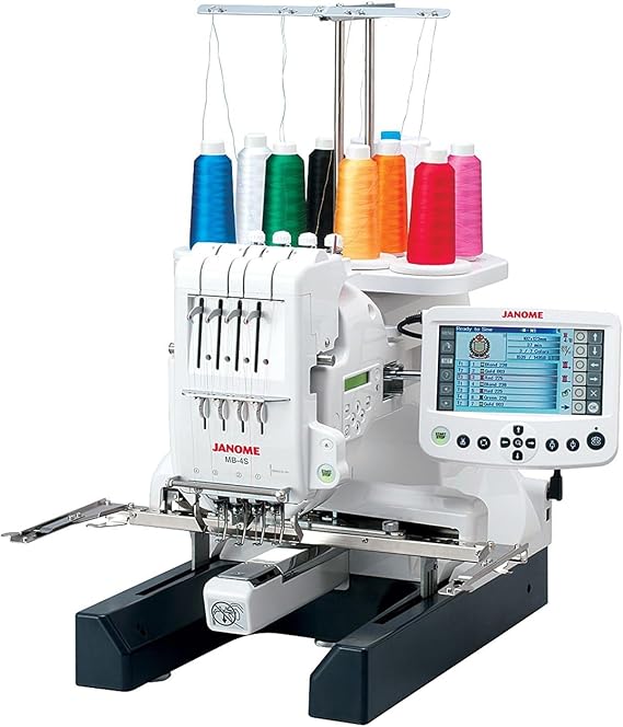 Janome Embroidery Machines - MB45 Heavy Duty Computerized Embroidering and Quilting Machine for Beginners to Experts, Multi Needle Embroidery Machine with 5.7" Remote Computer Screen for Stitching