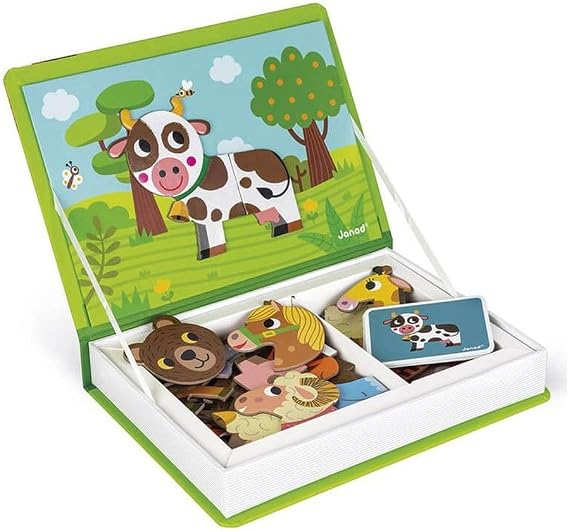 Janod MagnetiBook 41 pc Magnetic Animal Mix and Match Game - Creative Play - Enhances Motor Skills - Develops Dexterity and Coordination - Easy Storage, Educational, Safe
