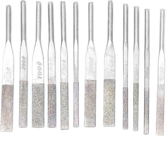 Hyuduo File, 12pcs 3mm Shank Taper Machine Files for Reciprocating Grinding, File, Pattern Files