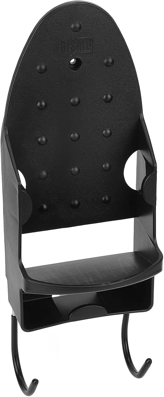 HERCHR Ironing Board Hanger Wall Mount, Electric Iron and Iron Board Holder Storage with Removable Hooks for Household Bathroom, Laundry Room(Black)