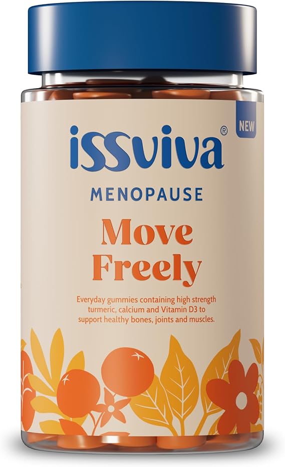 Issviva Menopause Joint & Bone Support Gummies | Vegan Orange Flavour | Turmeric + Black Pepper + Calcium + Vitamin D3 | Anti-Inflammatory Relief for Women | 60 Gummies