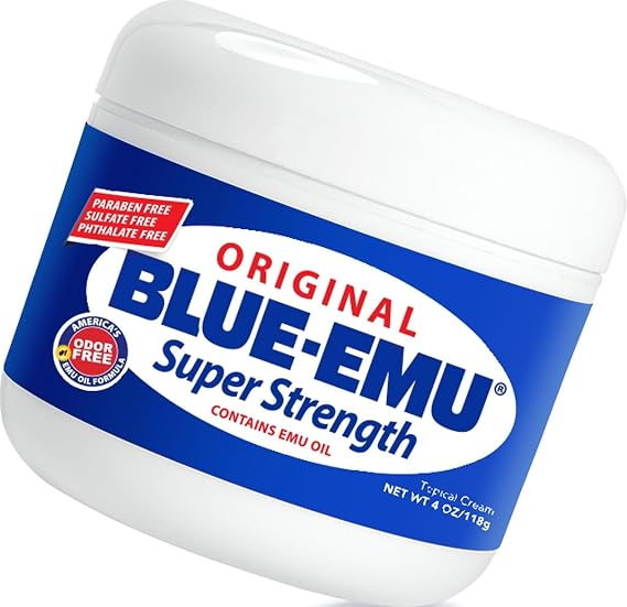 Blue-EMU Original Super Strength Cream, Daily Muscle & Joint Support, 4 oz | Supports muscles and joints with glucosamine & MSM. Safe to use daily on arms, legs, back, hips, knees, and more.