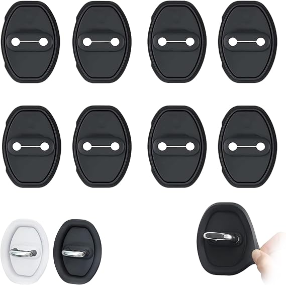 Car Silicone Door Latch Protective Cover, Silicone Door Lock Protective Cover, 4PCS Car Door Lock Latches Cover Protector, Car Door Latch Protector Car Accessories (Black 8Pcs)