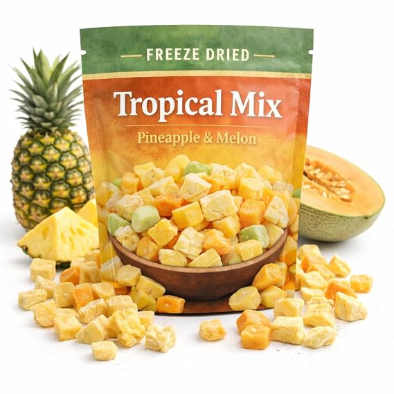Freeze Dried Tropical Mix, Pineapple & Melon, Fruit Snack