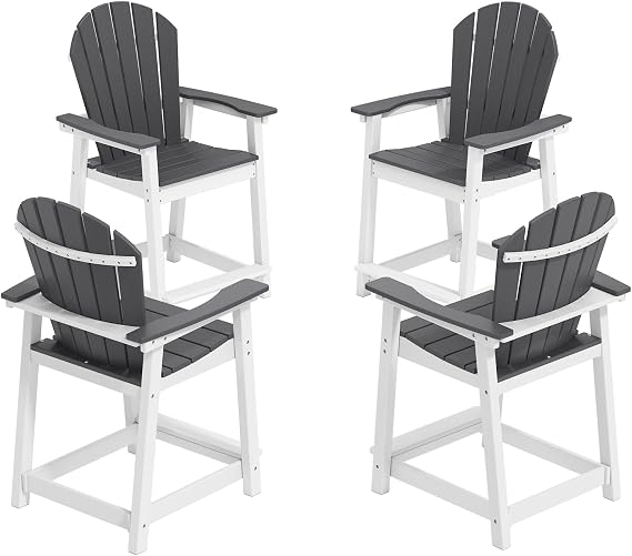 OTSUN Tall Adirondack Chairs (4, Black & White)