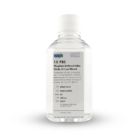 1X PBS (Phosphate Buffered Saline), pH 7.4 - Molecular Biology Grade - RNase/DNase Free, Sterile Filtered - 500 mL