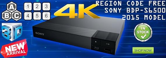 Sony Upgraded Multi Region 3D Blu Ray DVD Player, Worldwide Dual Voltage, 6 Feet HDMI Cable Included