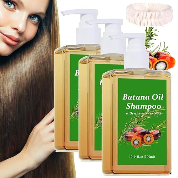 Batana Oil Shampoo - Shampoo De Batana Para La Caida Del Cabello, Aceite De Batana Para La Caida Del Cabello, Batana Oil & Rosemary shampoo for Hair Growth (3PCS)
