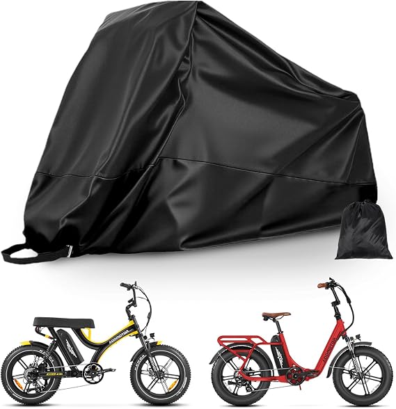 ADDMOTOR Adult Tricycle Cover Electric Trike Covers, Bike Covers waterproof Storage Outdoor for 2 bikes, 210D Heavy Duty Dust Wind Proof Bicycle Cover (black)